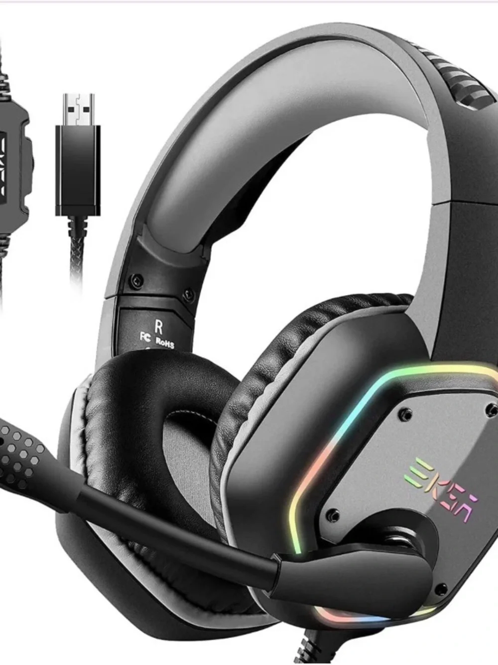EKSA E1000 USB Gaming Headset for PC, Computer Headphones with Microphone